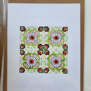 Acuarela de azulejos de Oporto, Portugal
